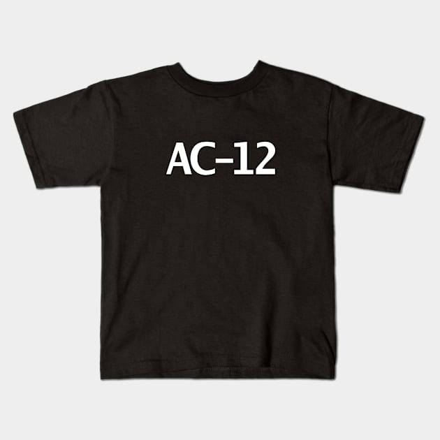 AC 12 Typography White Text Kids T-Shirt by ellenhenryart